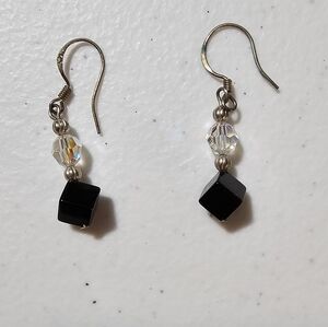 Y2K Unworn Crystal And Black Onyx Earrings Vintage Like New
